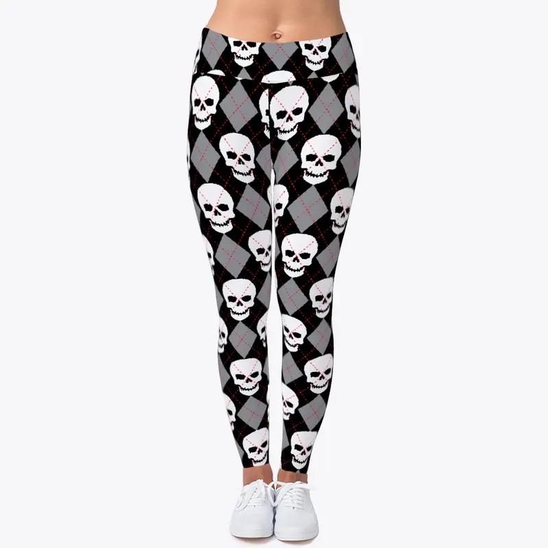 Ugly Sweater Leggings with Skulls